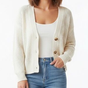 Banana Republic Women's Cream Button-Up Sweater